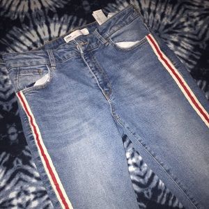 ZARA RED STRIPED JEANS